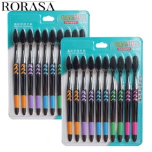 10 шт., двойная ультра мягкая зубная щетка, бамбуковый уголь, нано-щетка, зубная щетка, стоматологический персональный уход за полостью рта, зубная щетка, черные головки