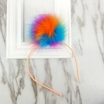 

New Women Girls Colorful Pompon Ball Headband Hairband Artificial Fluffy Fur Balls Hair Accessory Halloween Party Favor