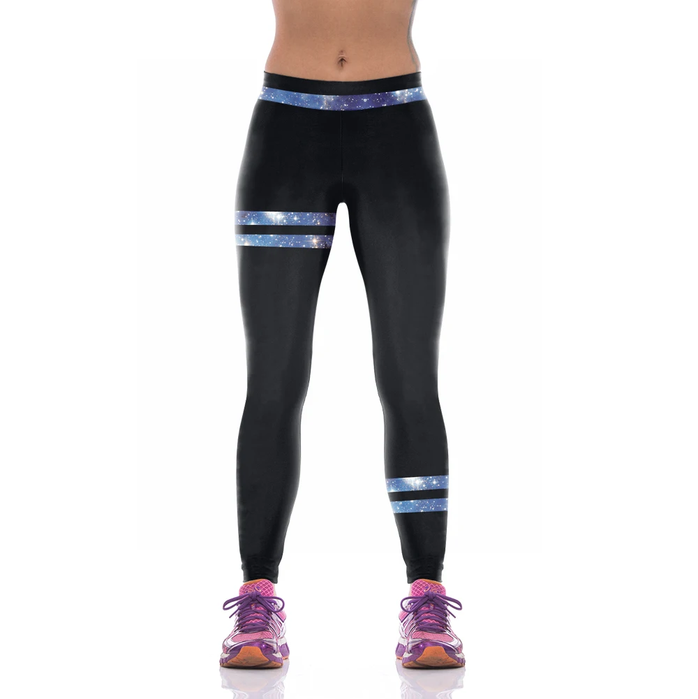 NEW KYK1091 Sexy Girl Women Star Galaxy Black Patchwork 3D Prints High Waist font b Running