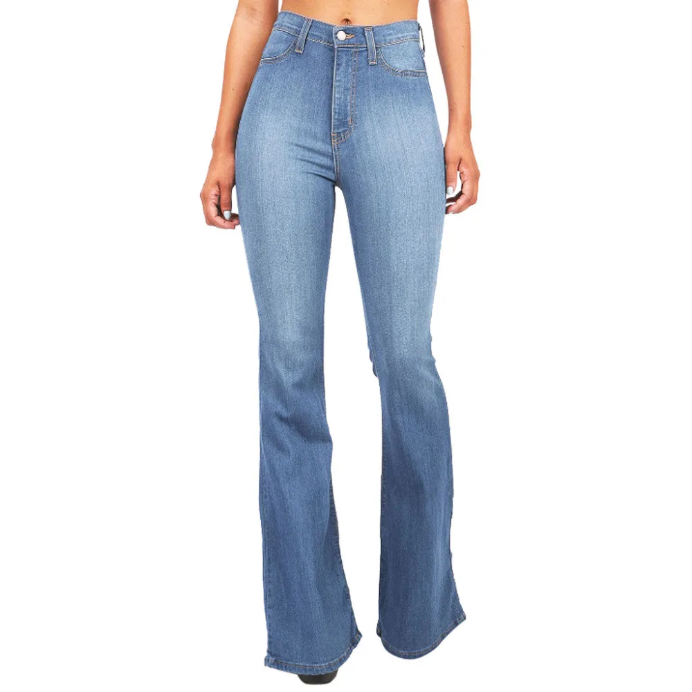 

Women Pants Fashion High Waist Flare Pants Denim Jeans Women Skinny Retro Jeans Women Bottom Womens Bell Wide Leg Pants B4