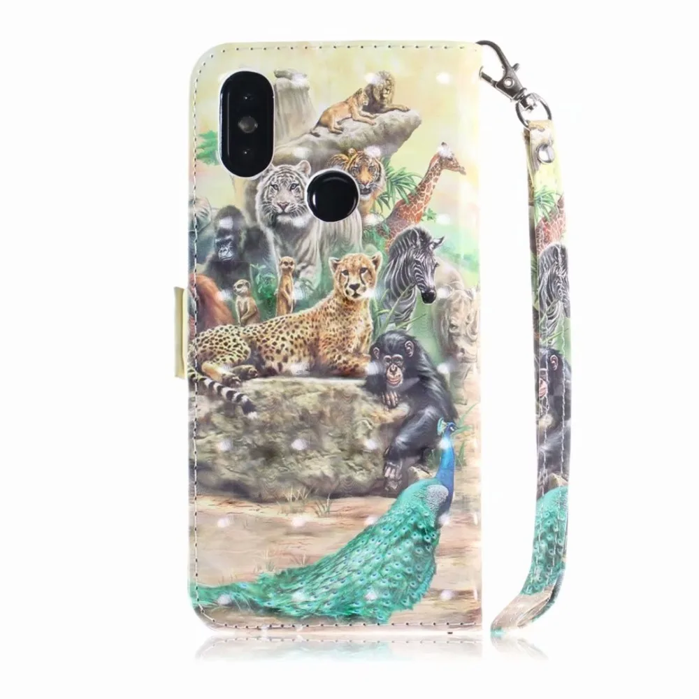 Для Fundas Xiaomi Mi A2/6X чехол кожаный бумажник флип Магнитная кошка собака окрашены