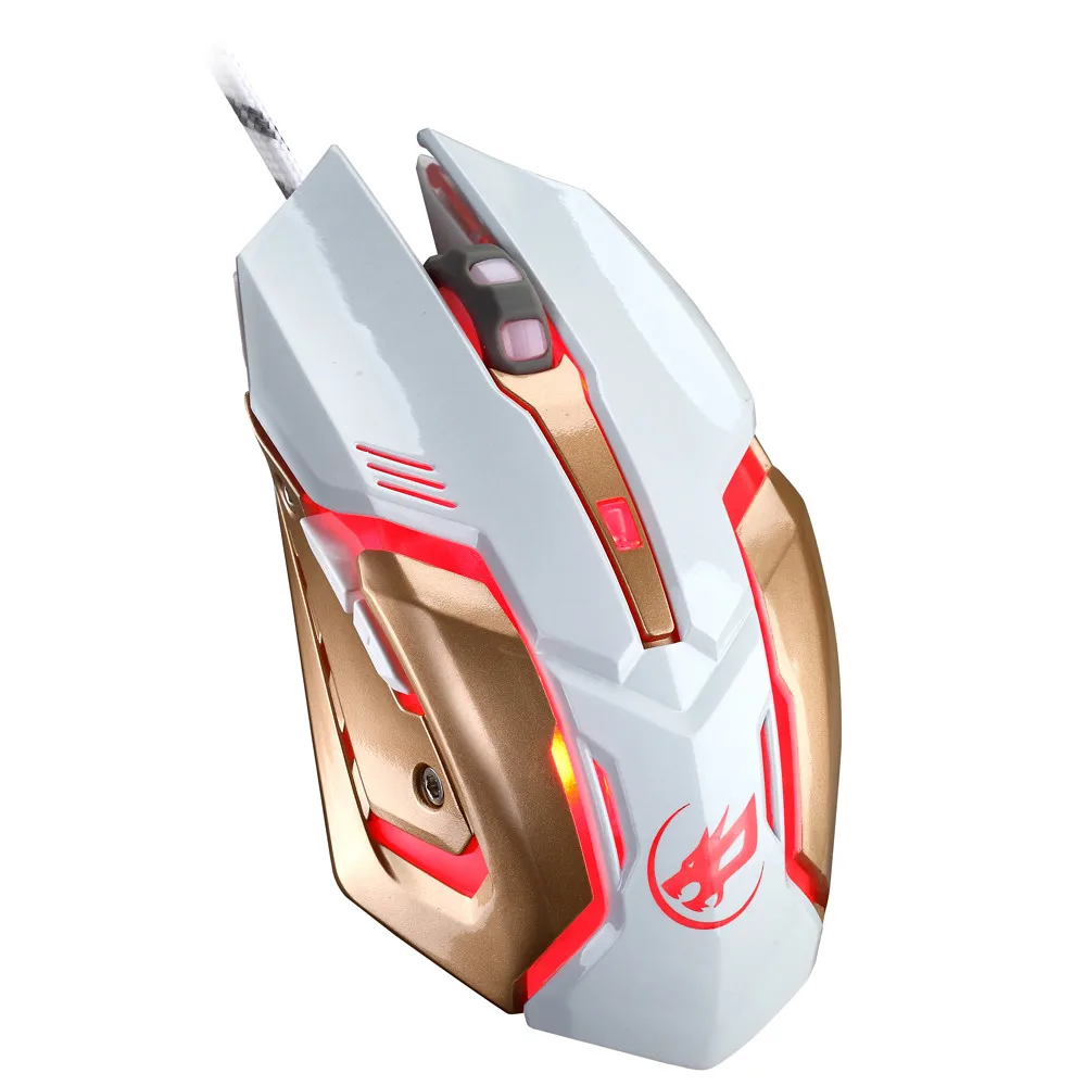 

VOBERRY USB Wired Mouse 2400DPI 6Buttons Gamer Mouse Black White Optical LED Backlit Ergonomic Game Mice For PC Laptop Gaming