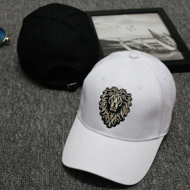 Lion Embroidery Pattern Baseball Cap Women Men Solid Color Cotton Hat Unisex Fashion Casual Adjustable Sunscreen Caps CP0115  (1)