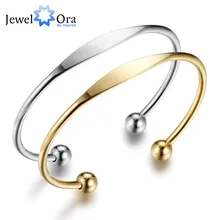 Pulsera de acero inoxidable para mujer, brazalete abierto de acero de color dorado, regalo, joyería BA101734
