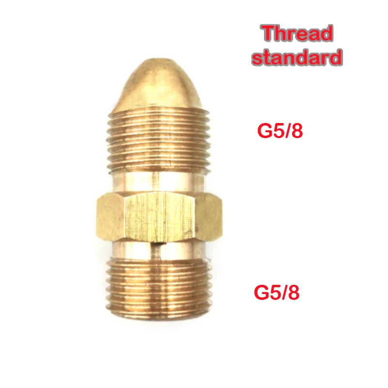 G5/8 male cylinder adapter, inner wire to outer wire connector, helium