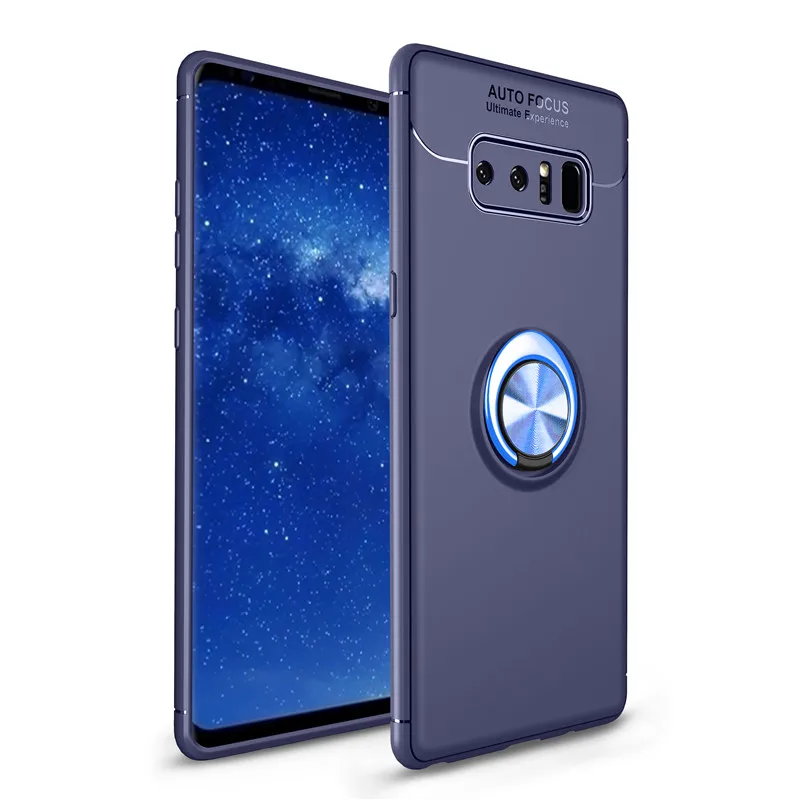 

Luxury High Quality Anti-knock Soft Silicone Back Cover Case For Samsung Galaxy Note 8 With Color Ring Bracket