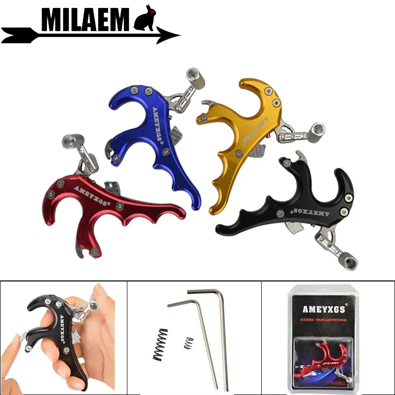 

1pc Archery Compound Bow 4 Finger Release Thumb Caliper Trigger 4 Finger Grip Right Hand Adjustable Outdoor Shooting Accessories