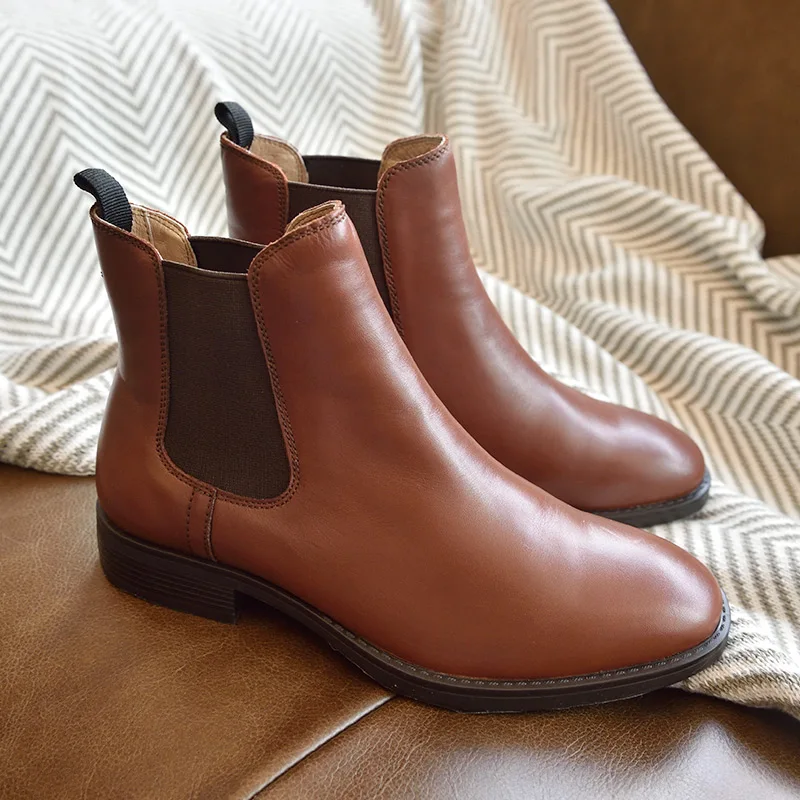 Ceny BeauToday chelsea boots kobiety oryginalna skóra cielęca Plus rozmiar jesień zima moda marka buty do kostki Handmade 03025