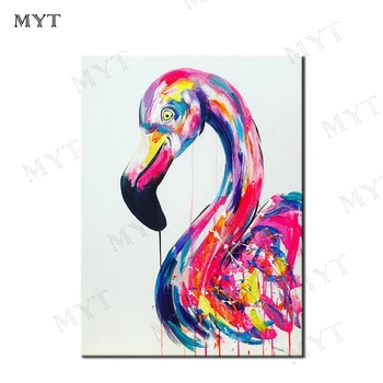 

MYT Colored Swan Free Shipping High Quality Handpainted Pop Art 100% Handmade Art Canvas Oil Painting Wall Art Picture Unframed