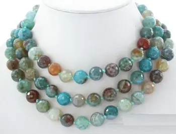 

FREE SHIPPING>> AAA Natural 50" 10mm round blue polychrome stone Faceted necklace