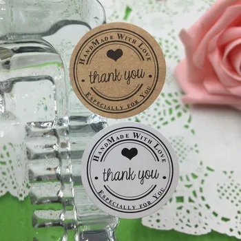 

500pcs Thank you Candy Seal Paper Sticker Labels Envelope/Box Packing Self Adhesive Sticker for flower/gift diameter is 3cm