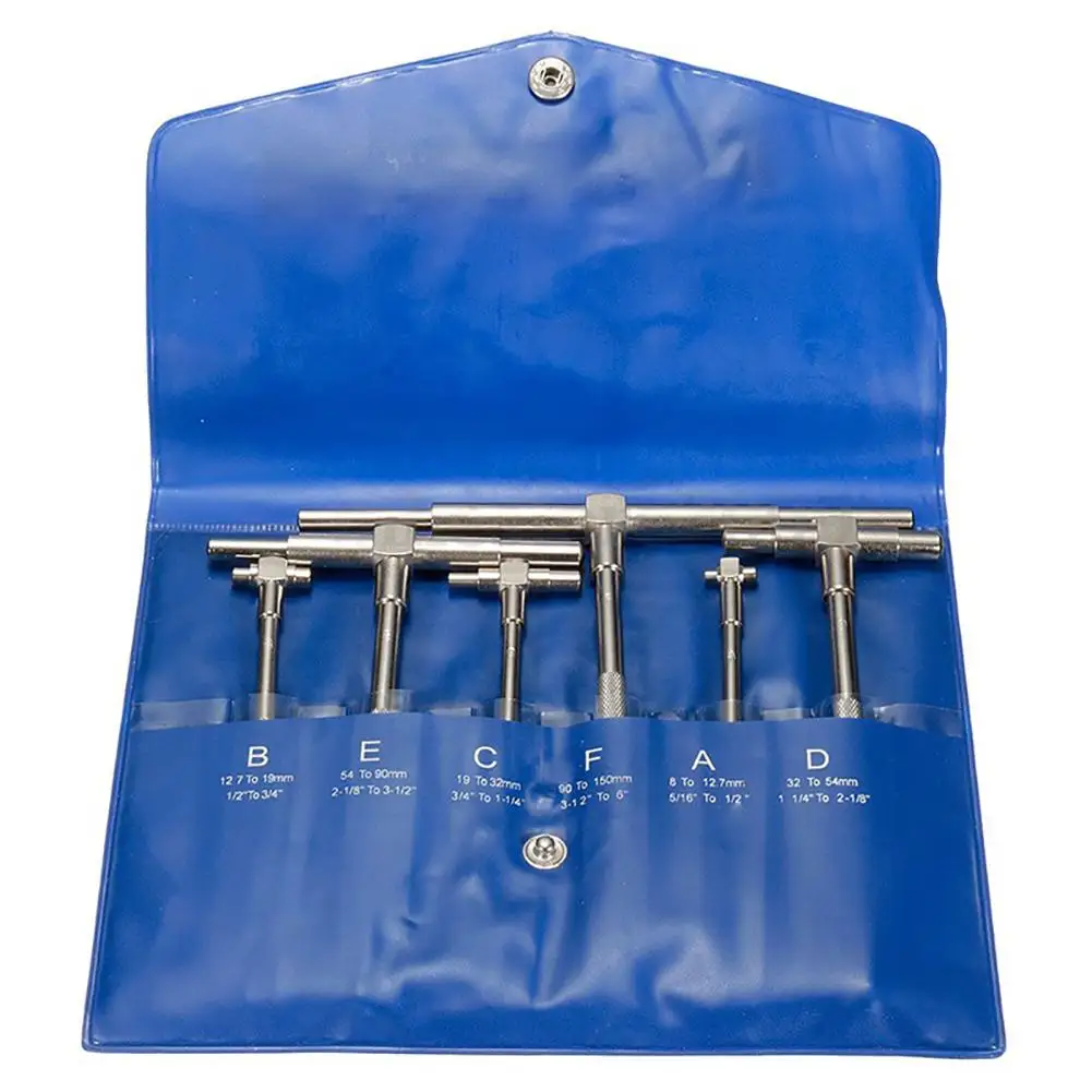 

6PCS 8-150mm Precision Telescoping Gage Set Microcallipers Aperture Measuring Tool Kit With Packing Bag