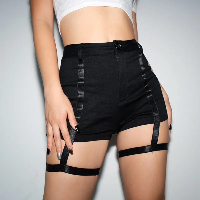 

NORMOV Hight Waist Sexy Shorts Women Black Garter Belt Trendy Booty Shorts 2019 Fashion Harajuku Club Summer Short Pants Mujer