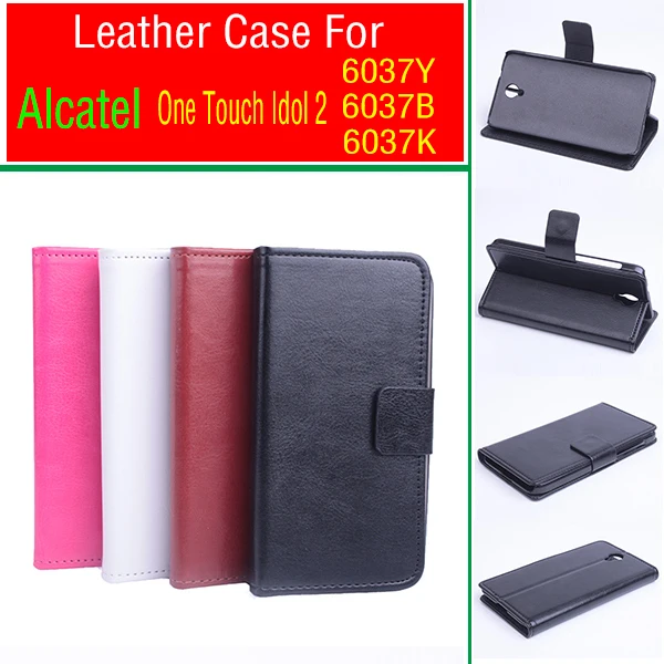 Alcatel One Touch Idol2 6037 Case Cover Good Quality Leather + Hard Back For Y B 6037K Cellphone | Мобильные телефоны и