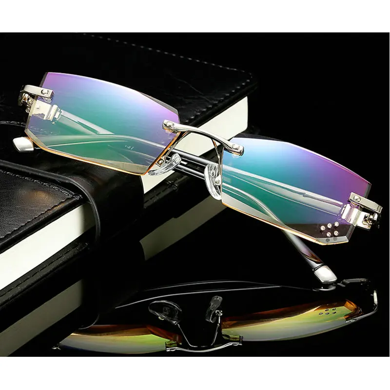 MINCL/ Brand new men's diamond crystal cutting reading glasses