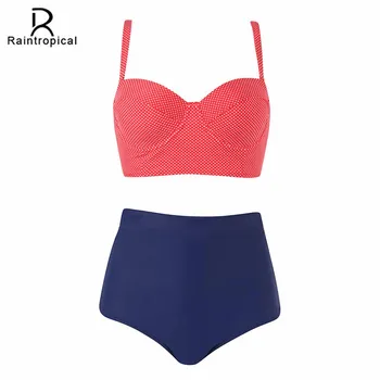 

Raintropical 2019 Sexy Women Bikinis Swimsuit Halter Top Plaid Brazillian Bikini Solid Set Bathing Suit Push Up Summer Biquini