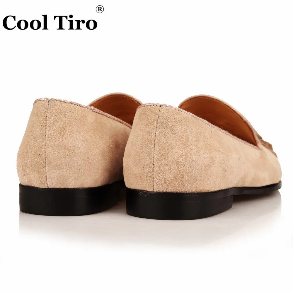 Tassel Men Loafers Beige Suede SLIPPERS (11)