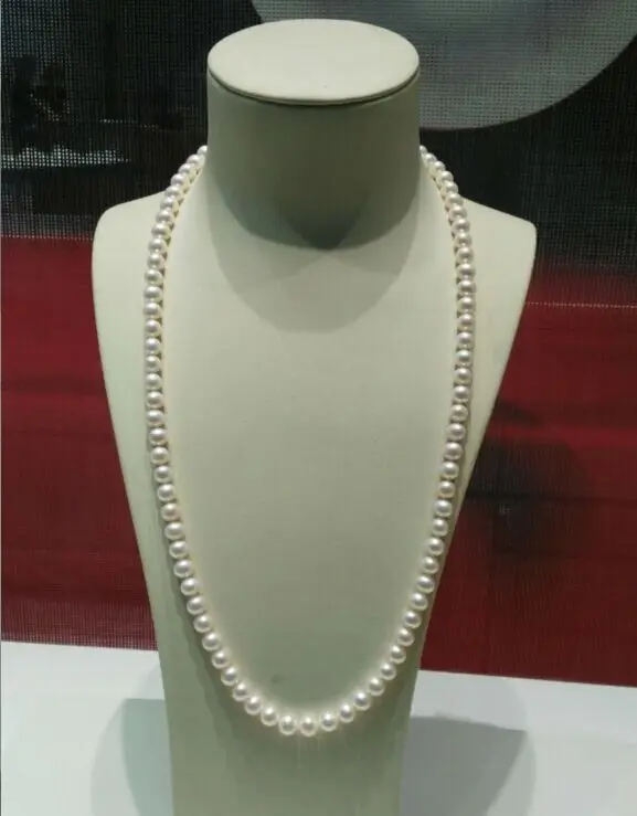 

charming natural south sea white pearl necklace 22inch silver clasp (9.13)