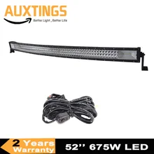 7D Curvo ha condotto la barra chiara 675 W 52 pollici Tripla Fila Combo Offroad Lampada Della Luce di Guida per Auto Camion SUV 4X4 4WD ATV