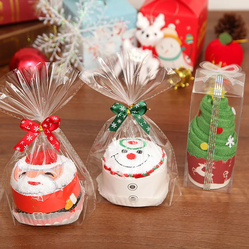 

Christmas Gift Towel Christmas Tree Santa Claus Christmas Snowman 30x30cm White Green Red