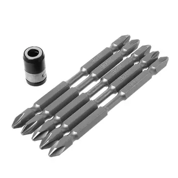

5Pcs S2 100mm Long Double Head Screw Bits With 1Pc Movable Magnetic Ring Set
