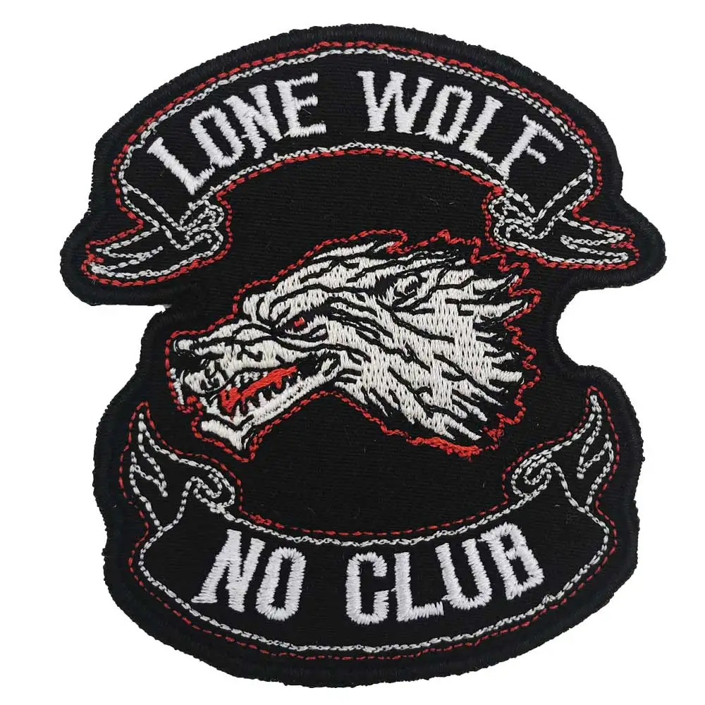 US $1.58 |Con Sói Cô Độc Không Có Câu Lạc Bộ Thêu Táo May Nhãn Punk Biker Miếng Dán Quần Áo Dán Trang Phục Phụ Kiện Huy Hiệu-trongMiếng đáp từ Nhà & vườn trên AliExpress