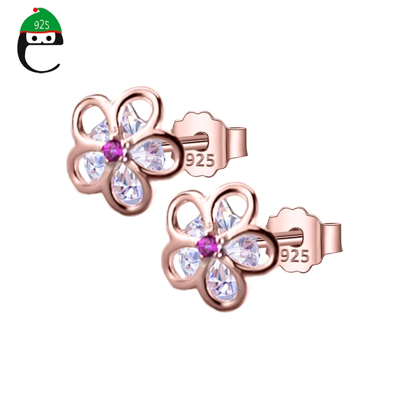 

Trusta 2019 100% 925 Solid Real Sterling Silver Jewelry 8mmX8mm Flower CZ Stud Earring For Teen Girl Friend Kid Lady XY1042