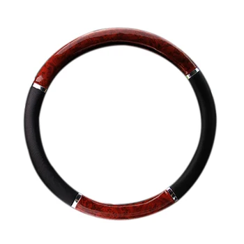 

35710P Black Steering Wheel Cover with Woodgrain Design and Chrome Trim