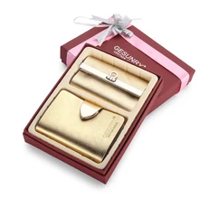 Рождественский подарок! Twinset женский и мужской из натуральной воловьей кожи ID Держатель карты+ держатель для ключей висящий кошелек GB29