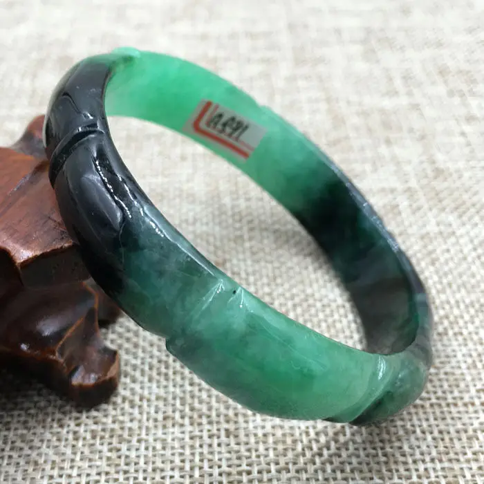 

A-991 Vintage China Hand-carved Emerald Green Jadeite Jade Bangle Bracelet 59mm 28% 10.13