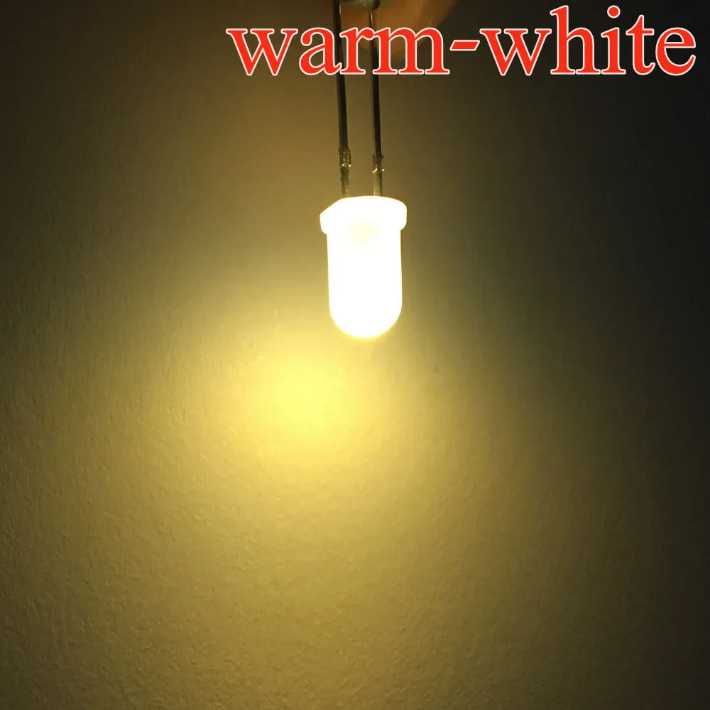 100 шт 5 мм F5 рассеянный белые, красные, зеленые, синие, желтые теплый белый круглый светильник на светодиодах 1,8~ 3,4 V 2pin светодиодный лампы светильник диоды для подавления переходных скачков напряжения светодиодный - Испускаемый цвет: Warm White