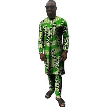 

Fashion African Print Men Set Clothing Tops And Trousers Sets Dashiki Clothing Festive Costume African Men Clothing Customized