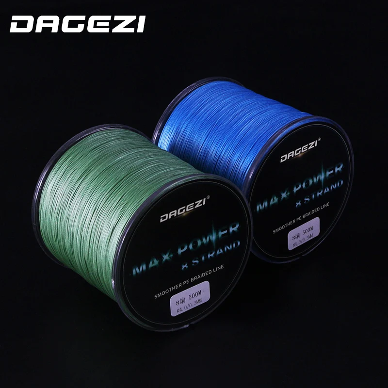 DAGEZI 500 m 8 حبلا خيط مجدول للصيد حبل سوبر قوي سلاسة 100% PE مضفر المتعددة الشعيرات خيط صنارة الصيد s مع مربع
