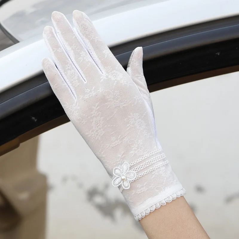 Woman Fashion Lace Gloves Lady Bride Thin Solid Female Ceremony Glove