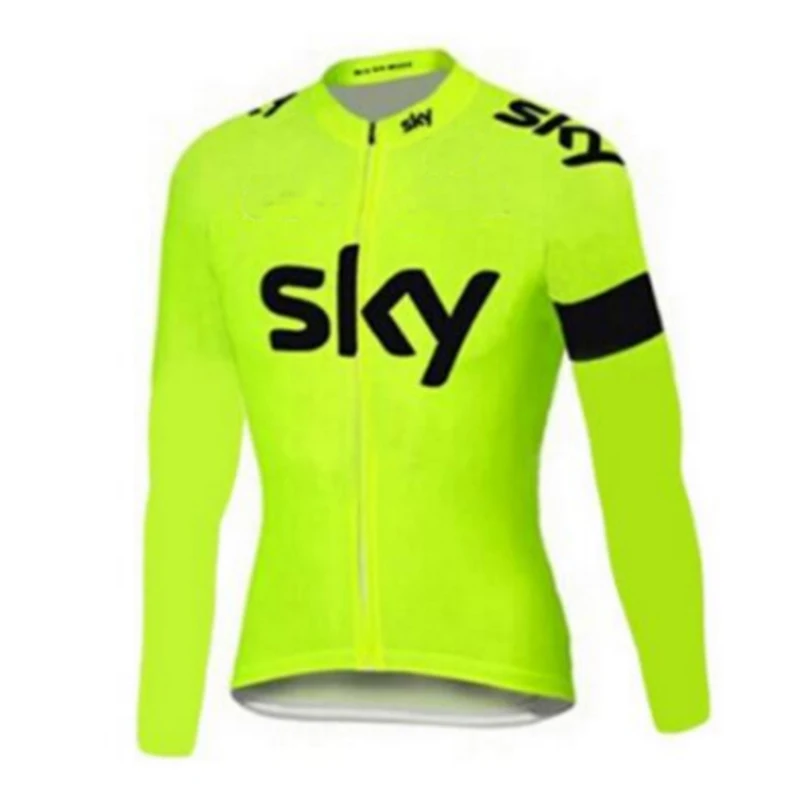 

2018 Pro team Men Yellow Cycling Jersey Long Sleeve Breathable Cycling Clothing Suction Sweat Spring autumn Bike Clothing