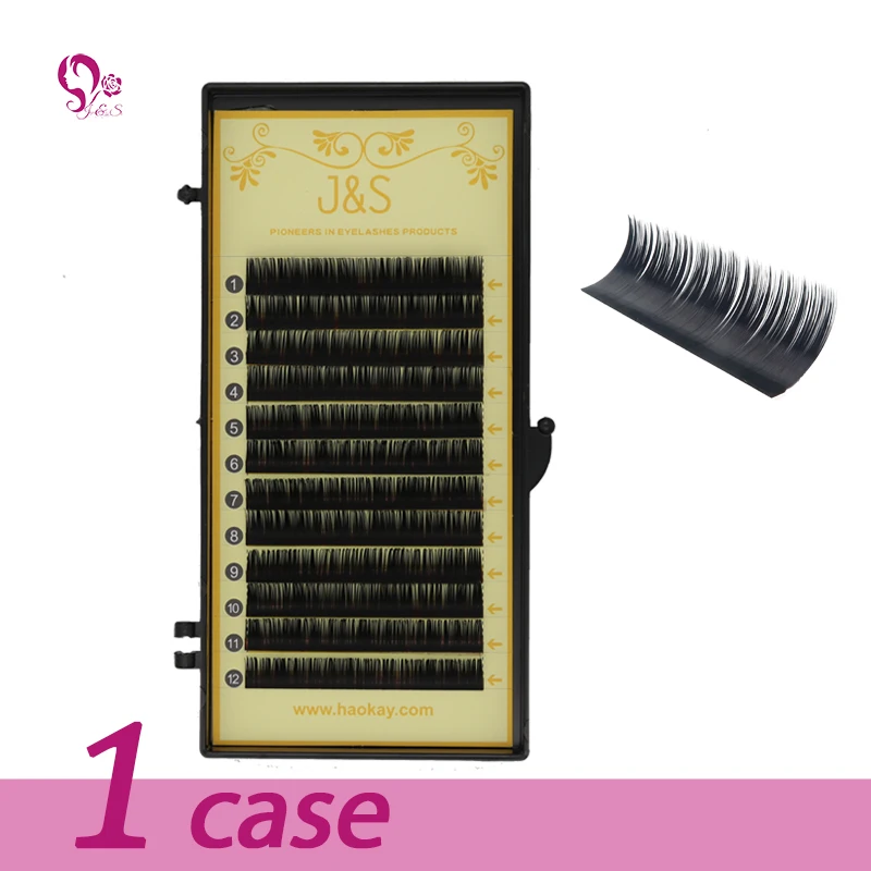 J & S  0.03 0.05 0.07 0.10 0.15  B C D Curl Silk black Eyelashes Individual Natural Fake Eye Lashes Extension