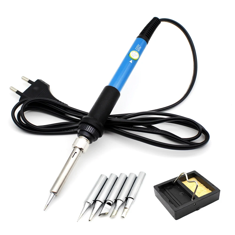  220v 60w Eu Plug Adjustable Temperature Electric Soldering Iron kit Desoldering Pump Tin Wire Plier - 32852150871