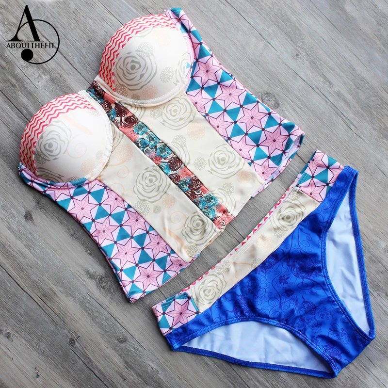 

ABOUTTHEFIT Bandage Biquinis Feminino Sexy Bikini Vintage Print Croset Style Bikinis Women Bathing Suit Maillot De Bain Femme