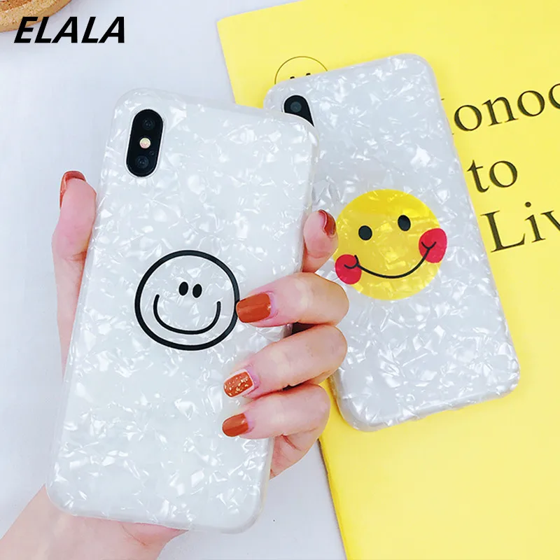 

Elala Conch Shell Case For iPhone 6s Lovely Epoxy Pattern Silicon Protect Soft TPU Glitter Cover For iPhone X XS MAX XR 7 8 Plus