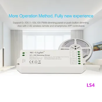 

Original Mi Light LS4 2.4G wireless control DC12V-24V 0/1~10V Dimming Driver LED Controller for Single Color CCT LED Strip light