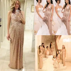 Розовое золото платье плюс Размеры блесток платья невесты фрейлина Свадебная вечеринка платье vestido de festa