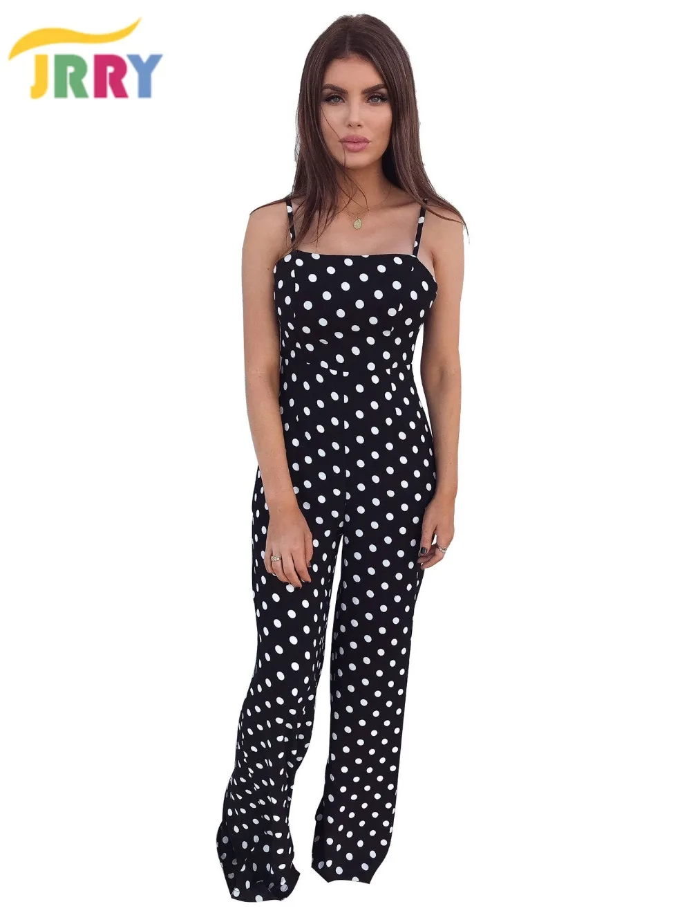 JRRY New Casual Dots Women Jumpsuit Spaghetti Strap