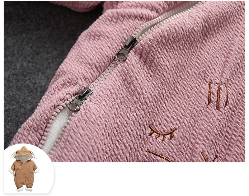 Одежда для новорожденных девочек из плотного мягкого хлопка с капюшоном Теплый осенне-зимний комбинезон с изображением животных для маленьких мальчиков