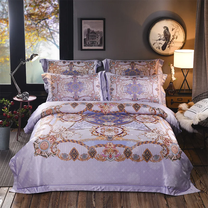 

Luxury Bohemia Mandela Bedding set Queen King Bed set Satin Cotton Boho Duvet cover Bedsheet linen set Pillowcase funda cama