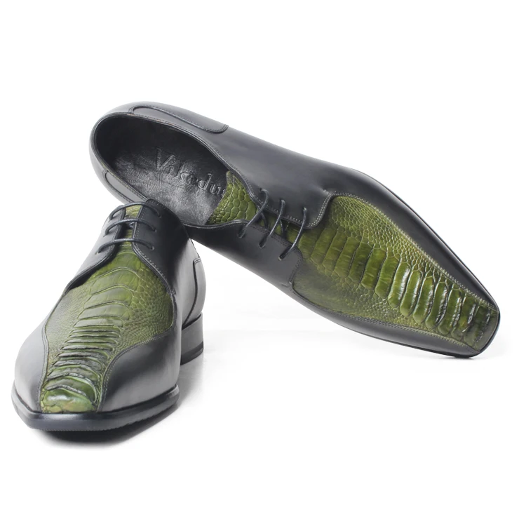 VIKEDUO/Роскошные брендовые туфли из кожи страуса; Мужские модельные туфли дерби из телячьей кожи; Свадебная офисная обувь; Zapatos ручной работы на заказ