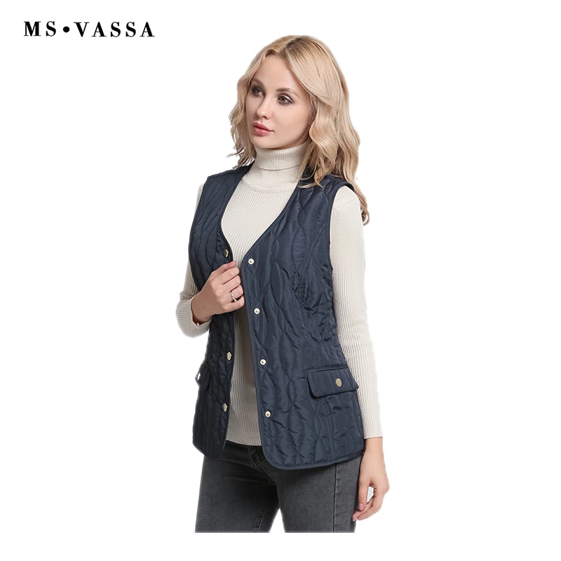 MS VASSA Women Vest New 2018 Autumn Spring waistcoat Ladies sleeveless jackets casual classic female vest plus size 5XL 7XL