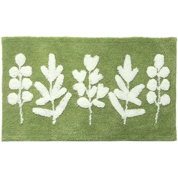 

Green Leaves Pattern Thickened Flocking Door Mats Home Porch Anti-slip Door Rugs Bathroom Absorbent Mats Home Decor