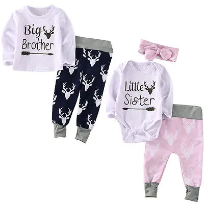 

baby girls Boys sets fall 2016 Autumn Kids Baby Boys Girls Deer Outfits Clothes Romper T Shirt+Pants Set