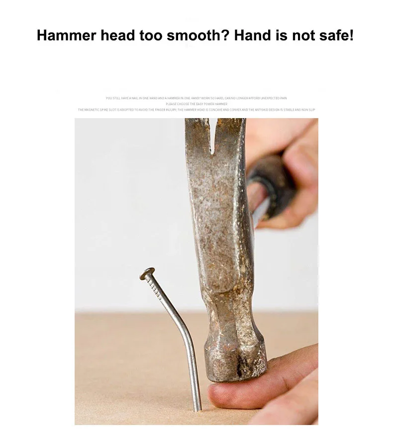 Multi-functional Round Head Rubber Handle Hammer Magnetic claw hammer For woodworking Electronic Household Hand Repair Tool