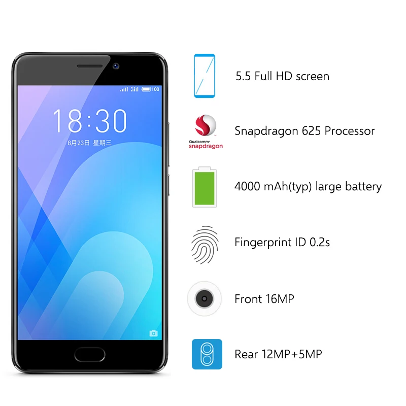 Оригинал Meizu M6 Примечание Snapdragon 625 3 ГБ Оперативная память 16 Встроенная 5 &quot1920x1080 P 4